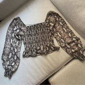 Sage the Label | Smocked Snakeskin-Print Top from Bloomingdales